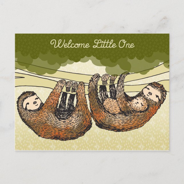 Carte postale Bienvenue Baby Sloth (Devant)