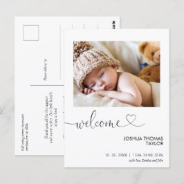 Carte Postale Bienvenue Calligraphie Faire-part de naissance car