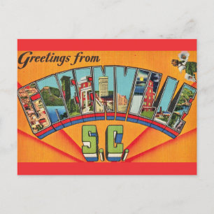 Carte Postale Bienvenue coloré Greenville SC