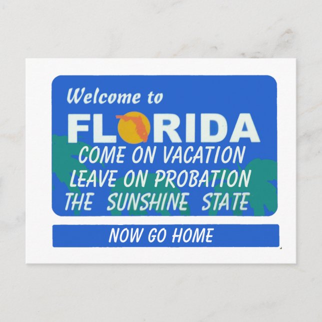 Carte Postale Bienvenue En Floride Probation Vacances (Devant)