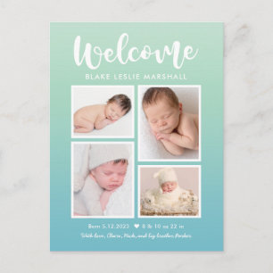 Carte Postale Bienvenue Galerie Faire-part de naissance moderne 