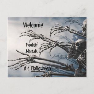 Carte Postale Bienvenue mortels stupides Zombie Skeleton effraya