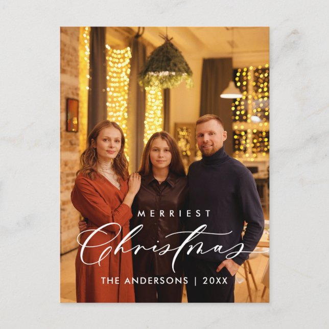 Carte Postale Bienvenue, plus joyeux Photo de famille de Noël (Devant)