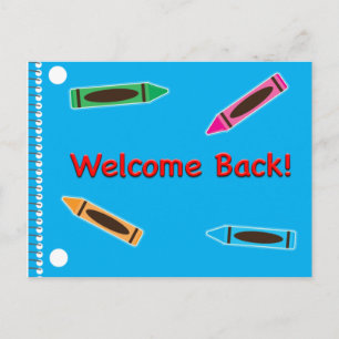Carte Postale Bienvenue Retour à l'école Carnets Crayons