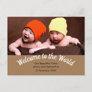 Carte Postale Bienvenue sur World Twin Faire-part de naissance P