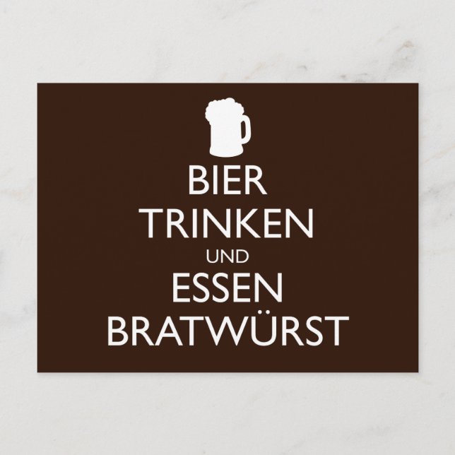 Carte Postale BIER TRINKEN UND ESSEN BRATWURST Okroberfest (Devant)