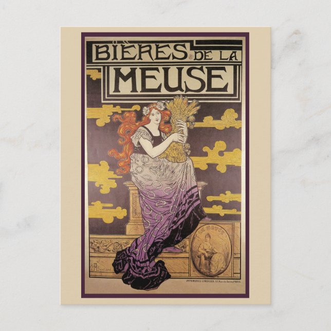 Carte Postale Biere de la Meuse par Marc Auguste Bastard (Devant)