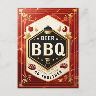 Carte Postale Bière et barbecue Ensemble