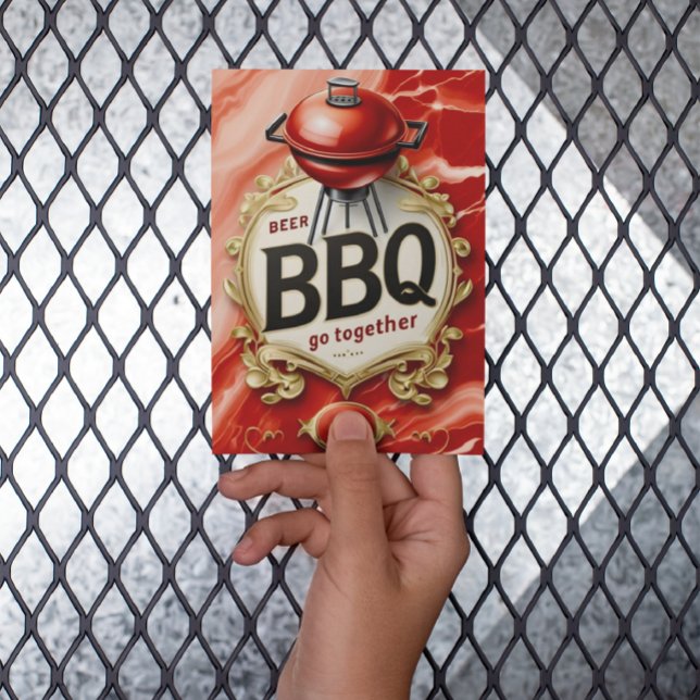 Carte Postale Bière et barbecue s'unissent (Créateur téléchargé)