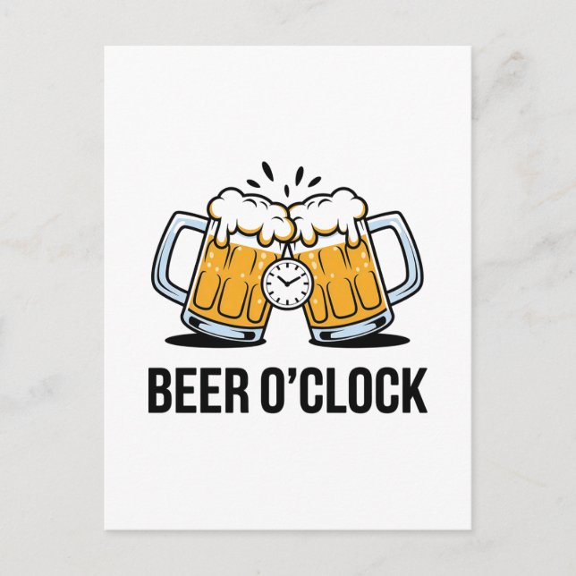 Carte Postale Bière O'Clock - Il est temps de célébrer avec un C (Devant)