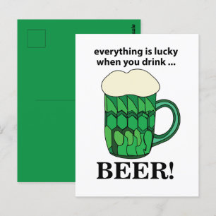Carte Postale Bière verte Lucky Jour de la Saint Patrick