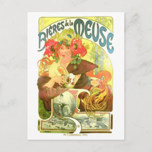 Carte Postale Bières de la Meuse, Alphonse Mucha