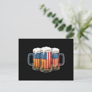 Carte Postale Bières Drapeau Américain 4 juillet Merica Boire US