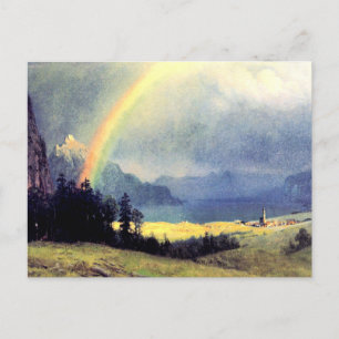 Carte Postale Bierstadt - Après la douche, peinture d'art,