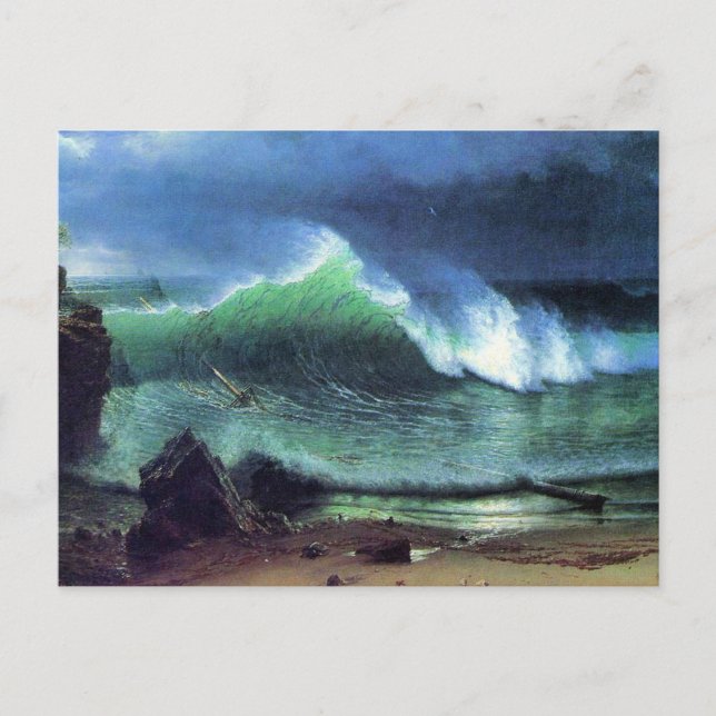 Carte Postale Bierstadt - mer d'Emeraude, peinture d'art, (Devant)