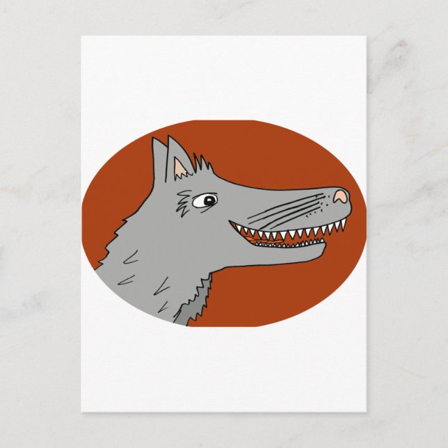 Carte Postale BIG BAD WOLF dessin animé conte livre rouge équita (Devant)