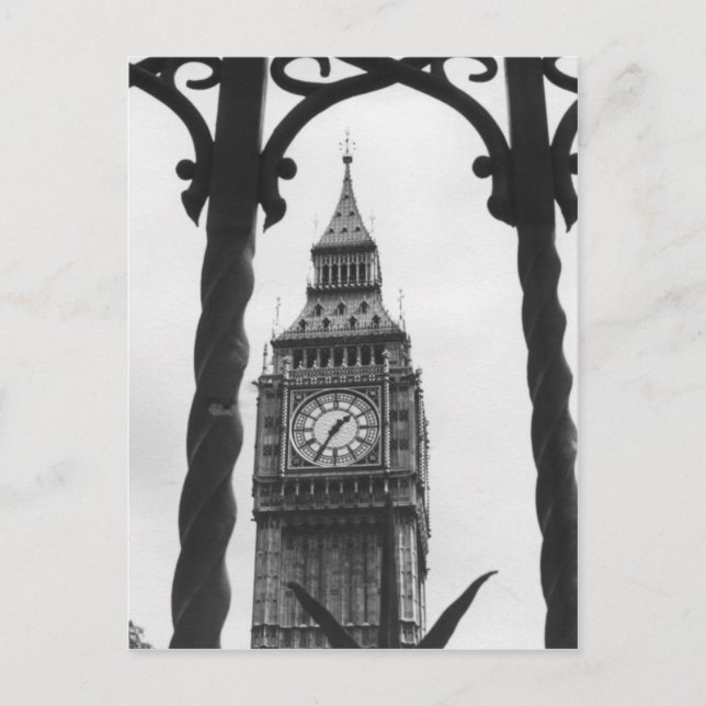 Carte Postale Big Ben en noir et blanc (Devant)