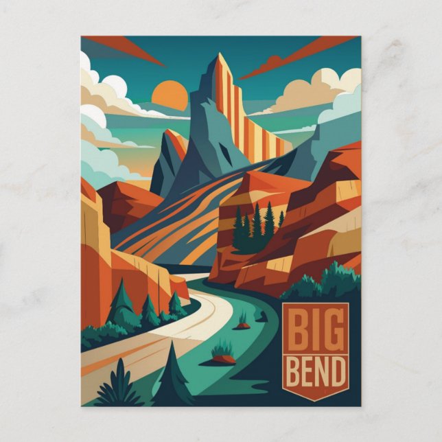 Carte Postale Big Bend National Park Texas aquarelle peinture (Devant)