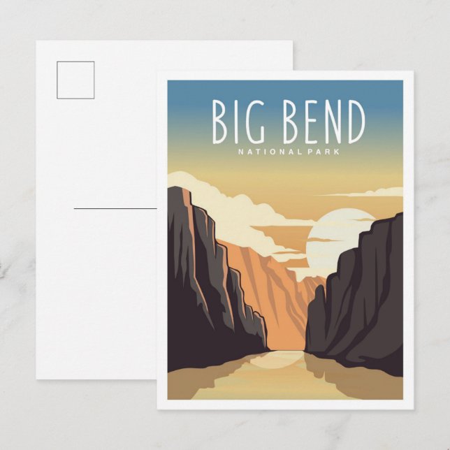 Carte Postale Big Bend National Park Texas Illustration de voyag (Devant / Derrière)