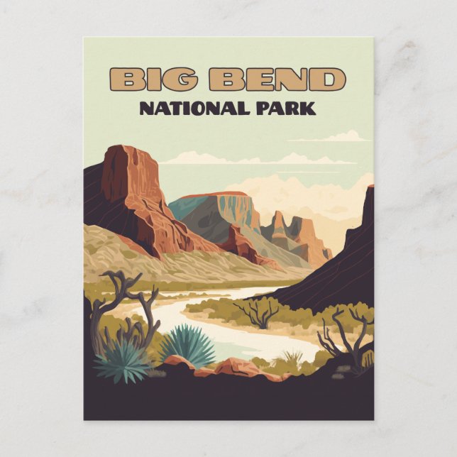 Carte Postale Big Bend National Park Texas Retro Travel (Devant)
