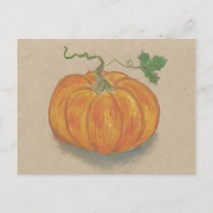 Carte Postale Big Orange Citrouille Still Life Oil Pastel