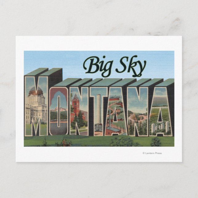 Carte Postale Big Sky, Montana - Scènes de grandes lettres (Devant)