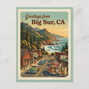 Carte Postale Big Sur CA Salutations Route Côtière Rétro