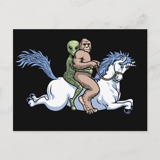 Carte Postale Bigfoot, Alien, Unicorn (Devant)