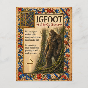 Carte Postale Bigfoot, Art du Bestiaire Médiéval