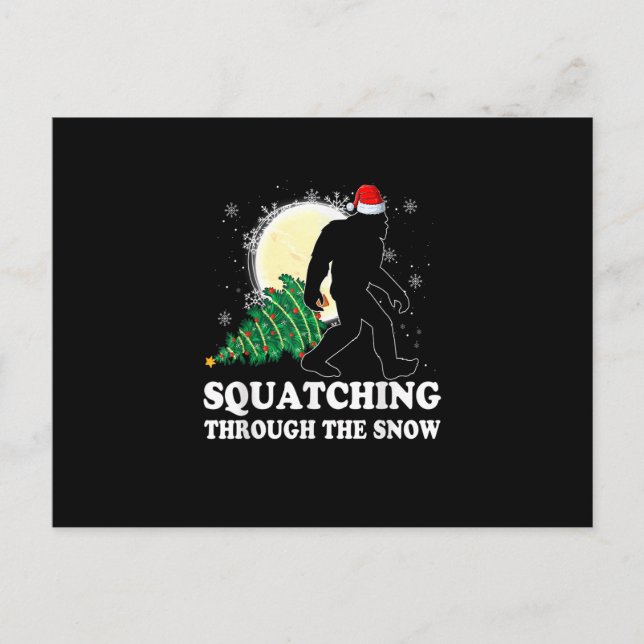 Carte Postale Bigfoot Croyez que Noël Sasquatch Squatching Thore (Devant)
