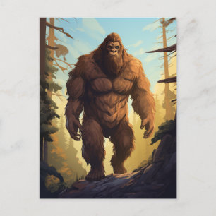 Carte Postale Bigfoot marcher dans la Forrest