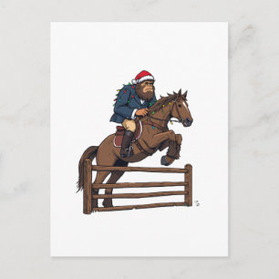 Carte Postale Bigfoot Sasquatch Équestre Noël Cheval à Cheval