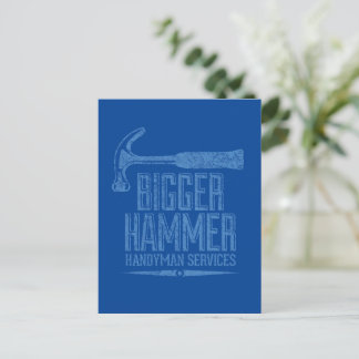 Carte Postale Bigger Hammer Handyman Services Blue BG Vertical