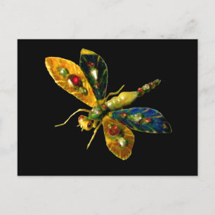 CARTE POSTALE BIJOU D'OR ANTIQUE, PIERRES EN NOIR