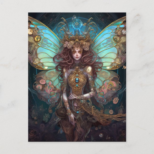 Carte Postale Bijoux Papillon Fairy Imaginaire Art (Devant)