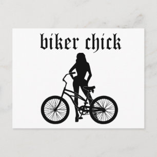 Carte Postale "Biker chick" female silhouette with bicycle!