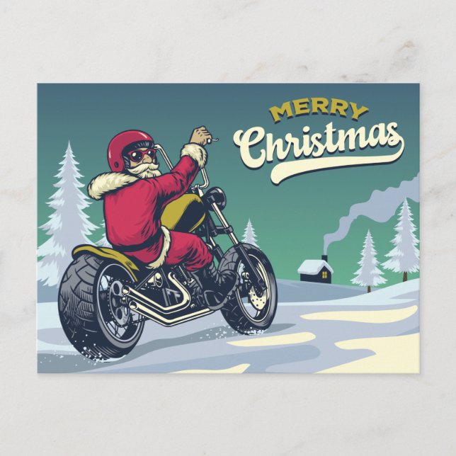 Carte Postale Biker Père Noël (Devant)