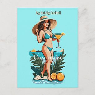 Carte Postale Bikini Babe Big Casquette - Big Cocktail Thunder_C