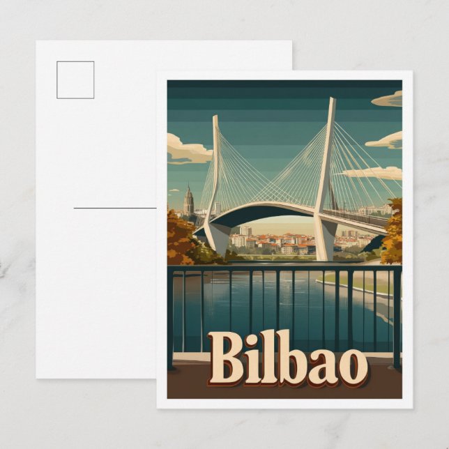 Carte Postale Bilbao Espagne Vintage voyage d'art (Devant / Derrière)