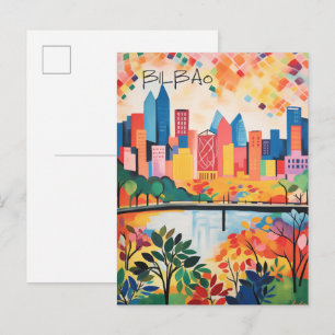 Carte Postale Bilbao Espagne Voyage Ville Peinture Esthétique
