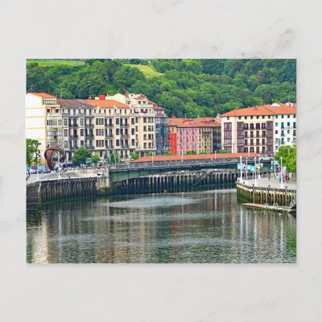 Carte Postale Bilbao. Paysage avec rivière. (Devant)