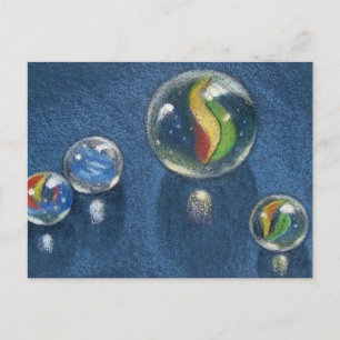 CARTE POSTALE BILLES AU CRYON DE COULEUR