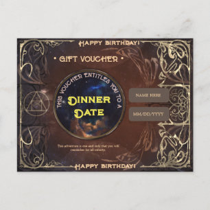 Carte Postale Billet cadeau d'anniversaire de fantasy vintage ma