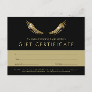 Carte Postale Billet cadeau Eyelash Gold Wings Black