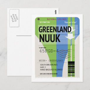 Carte Postale Billet de voyage Groenland Nuuk