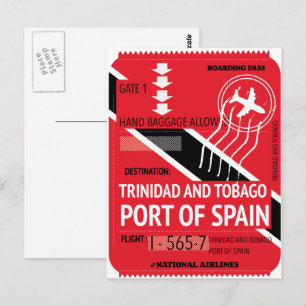 Carte Postale billet de voyage pour le port de trinidad et tobag