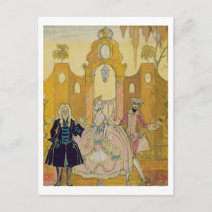 Carte Postale 'Billet Doux' (stylo et encre et w/c sur papier) (