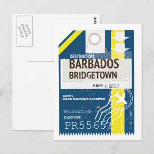Carte Postale Billet voyage de Bridgetown Barbade