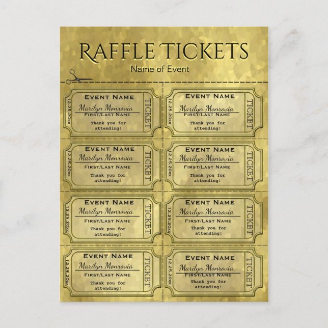 Carte Postale Billets Golden Glam Raffle (Devant)
