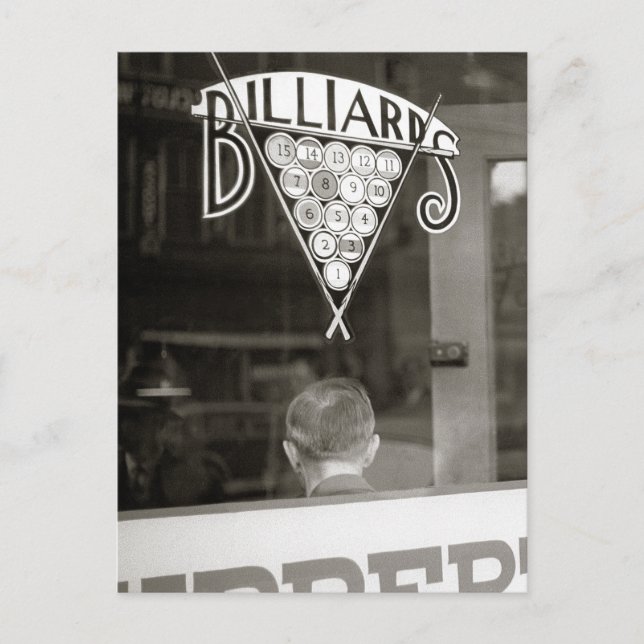 Carte Postale Billiards Hall, 1938 (Devant)